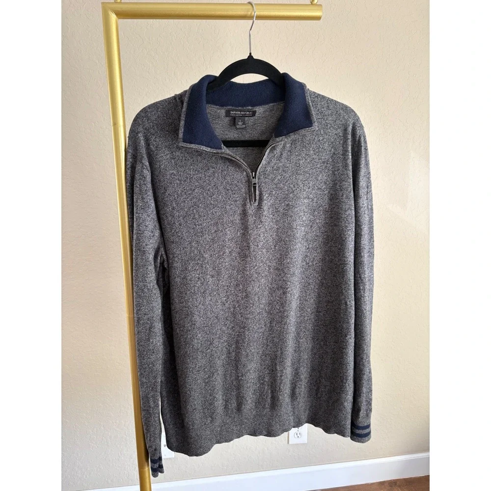 Banana Republic Mens Pima Cotton Cashmere Sweater L Minimalist Academia